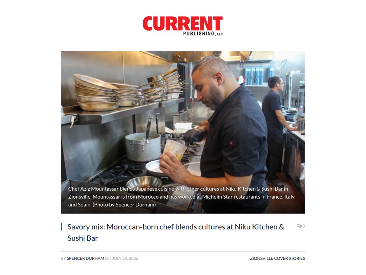 Current in Zionsville cover story: Savory mix, Moroccan-born chef blends cultures at Niku Kitchen and Sushi Bar
